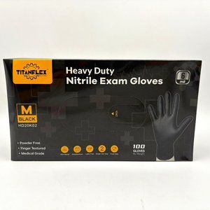 TitanFlex Heavy-Duty  Disposable Nitrile Gloves, Black, 6-mil, 100ct/Box